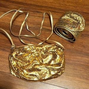 80's Vintage GOLD Chainmail Belt & Purse